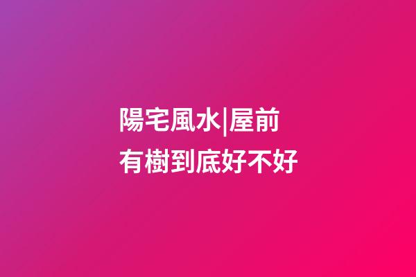 陽宅風水|屋前有樹到底好不好